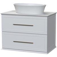 Duarti by Calypso Kentchurch Glacier White Wall Hung Vanity with Hanbury Countertop Basin, Worktop & Brass Handles - 750mm