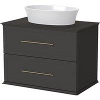 Duarti by Calypso Kentchurch Strata Grey Wall Hung Vanity with Hanbury Countertop Basin, Worktop & Brass Handles - 750mm