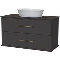 Duarti by Calypso Kentchurch Strata Grey Wall Hung Vanity with Hanbury Countertop Basin, Worktop & Brass Handles - 1000mm