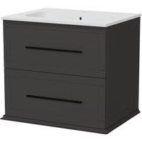 Duarti by Calypso Kentchurch Strata Grey Wall Hung Vanity with Farley Recessed Basin & Black Handles - 600mm