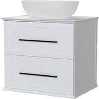 Duarti by Calypso Kentchurch Glacier White Wall Hung Vanity with Bredon Countertop Basin, Worktop & Black Handles - 600mm