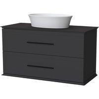 Duarti by Calypso Kentchurch Strata Grey Wall Hung Vanity with Hanbury Countertop Basin, Worktop & Black Handles - 1000mm