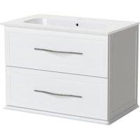 Duarti by Calypso Kentchurch Glacier White Wall Hung Vanity with Farley Recessed Basin & Chrome Handles - 750mm