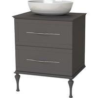 Duarti by Calypso Kentchurch Strata Grey Vanity with Bredon Countertop Basin, 200mm Legs, Worktop & Chrome Handles - 600mm