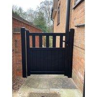 Readymade Black Aluminium Flat Top Partial Privacy Pedestrian Gate - 900 x 1000mm