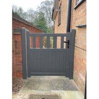 Readymade Anthracite Grey Aluminium Flat Top Partial Privacy Pedestrian Gate - 900 x 1000mm