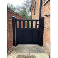 Readymade Black Aluminium Flat Top Partial Privacy Pedestrian Gate - 1000 x 1000mm