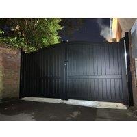 Readymade Black Aluminium Bell Curved Top Double Swing Driveway Gate - 3000 x 2000mm