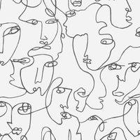 Holden Decor Abstract Faces Black & White Wallpaper - 10.05m x 53cm