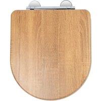Croydex Levico Flexi-Fix D Shaped Wooden Soft Close Quick Release Toilet Seat - Teak Effect