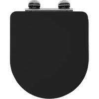 Croydex Iseo Flexi-Fix Wooden D Shaped Soft Close Quick Release Toilet Seat - Matt Black