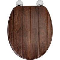 Croydex Molvena Flexi Fix Wooden Tongue & Groove Standard Close Quick Release Toilet Seat - Walnut Effect