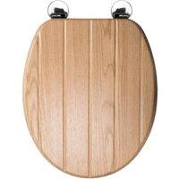 Croydex Geneva Flexi-Fix Wooden Standard Close Toilet Seat - Light Oak Effect