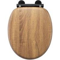 Croydex Ontario Flexi-Fix Soft Close Wooden Toilet Seat - Teak Effect