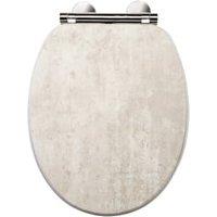 Croydex Cawdor Flexi-Fix Wooden Soft Close Quick Release Toilet Seat - Pale Concrete Effect