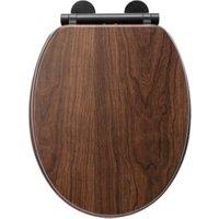 Croydex Flexi-Fix Wooden Soft Close Quick Release Toilet Seat - Walnut Effect