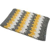 Croydex Grey White & Yellow Cushioned Bathroom Mat - 800 x 500mm