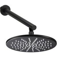 Abode Storm Matt Black Wall Mounted Round Shower Head & Arm - 225mm
