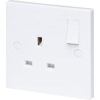 Wickes Square Edge 13A 1 Gang Single Switched Socket - White - Pack of 5