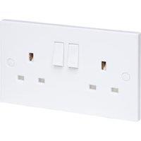 Wickes Square Edge 13A 2 Gang Double Switched Socket - Pack of 5