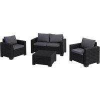 Keter California 4 Seater Outdoor Garden Furniture Lounge Set - Graphite with Grey Cushions