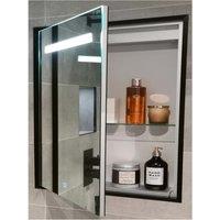 Melford Melford Black Surround LED Recessed Mirror Cabinet with Integrated Shaver Socket - 700 x 500mm