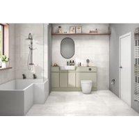 Wickes Lustre White Polished Porcelain Wall & Floor Tile - 600 x 600mm - Concrete Effect