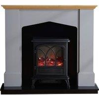 Focal Point Hurst Oak & Grey LED Stove Suite