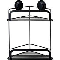 Croydex Stick n Lock Two Tier Corner Basket - Matt Black