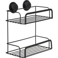 Croydex Stick n Lock Two Tier Cosmetic Basket - Matt Black