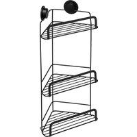 Croydex Stick n Lock Three Tier Corner Basket - Matt Black