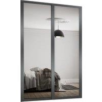 Spacepro Shaker 2 Wardrobe Door Kit Graphite Framed - 2x1 Panel Mirror - 1145mm (W)