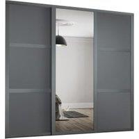 Spacepro Shaker 3 Wardrobe Door Kit Graphite Framed - 2x 3 Panel Shaker & 1x 1 Panel Mirror - 1680mm (W)