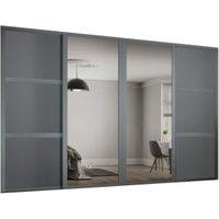 Spacepro Shaker 4 Wardrobe Door Kit Graphite Framed - 2x 3 Panel Shaker & 2x 1 Panel Mirror - 3506mm (W)