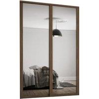 Spacepro Shaker 2 Wardrobe Door Kit Carini Walnut Framed - 2x1 Panel Mirror - 1145mm (W)