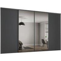 Spacepro Heritage 4 Wardrobe Door Kit Graphite Framed - 2x 1 Panel Shaker & 2x 1 Panel Mirror - 3586mm (W)