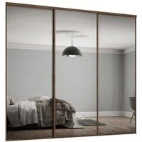 Spacepro Heritage 3 Wardrobe Door Kit Carini Walnut Framed - 3x 1 Panel Mirror - 1760mm (W)