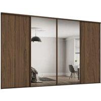 Spacepro Heritage 4 Wardrobe Door Kit Carini Walnut Framed - 2x 1 Panel Shaker & 2x 1 Panel Mirror - 2978mm (W)
