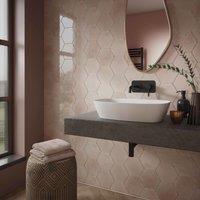 Wickes Boutique Wisteria Hexagon Rose Gloss Ceramic Wall Tile - 173 x 150mm - Block Colour