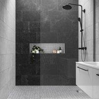 Wickes Boutique Lava Grey Matt Porcelain Wall & Floor Tile - 600 x 300mm - Stone Effect