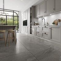 Wickes Boutique Foundry Graphite Lappato Polished Porcelain Wall & Floor Tile - 900 x 900mm - Stone Effect