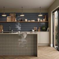 Wickes Boutique Cooper Ocean Gloss Ceramic Wall Tile - 130 x 65mm - Block Colour