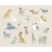 Origin Murals Happy Dogs Grey Wall Mural - 3 x 2.4m