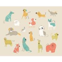 Origin Murals Happy Dogs Gold Wall Mural - 3 x 2.4m