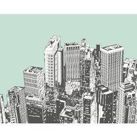 Origin Murals Urban City Skyscrapers Mint Green Wall Mural - 3.5 x 2.8m