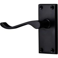 Victorian Matt Black Scroll Latch Door Handle - 1 Pair