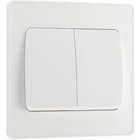 BG Evolve 2 Way 20A 16Ax Wide Rocker Double Light Switch - Pearlescent White