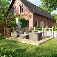 Powersheds Timber Decking Kit - Handrails on Two Sides - 3.6 x 4.2m