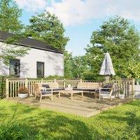 Powersheds Timber Decking Kit - Handrails on Two Sides - 4.8 x 5.4m