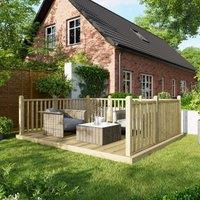 Powersheds Timber Decking Kit - Handrails on Three Sides - 3 x 3.6m